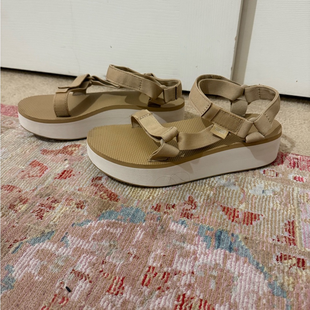 Teva Beige Platform Sandals